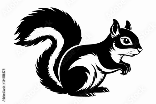 Wallpaper Mural squirrel line art silhouette vector illustration Torontodigital.ca