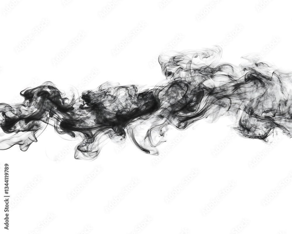 An Abstract Artistic Representation Of Swirling Black Smoke On White An Abstract Artistic Representation Of Swirling Black Smoke On White
