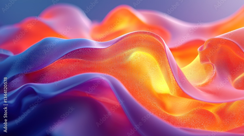 Obraz premium Abstract Multicolored Fabric Waves Flowing Texture Glowing Background