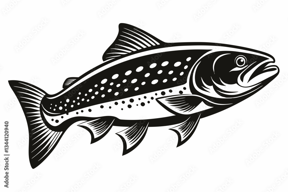 trout fish line art silhouette vector illustration trout fish line art silhouette vector illustration