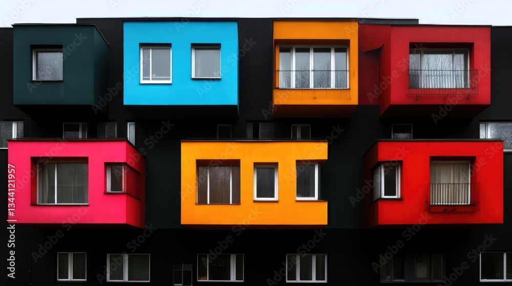 Obraz premium Vibrant apartment building facade with colorful exterior