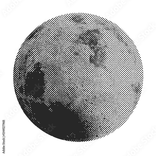 moon halftone grunge vector design element