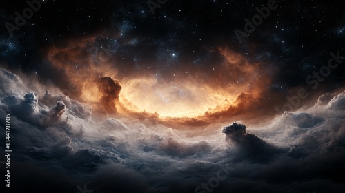 Cosmic event alien encounter in the milky way galaxy stunning black hole and planet visuals ethereal aurora environment