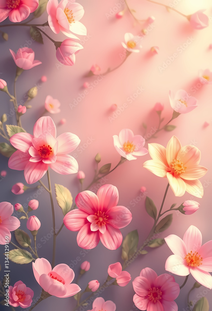 Fototapeta premium Vibrant Pink Petals Nature Background: Botanical Beauty in Spring Bloom