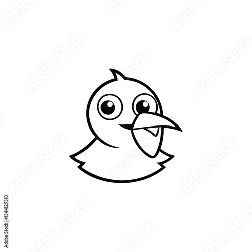 Cartoon Blue Bird Logo – Red Beak, Language Learning, Tropical Roguelike Style