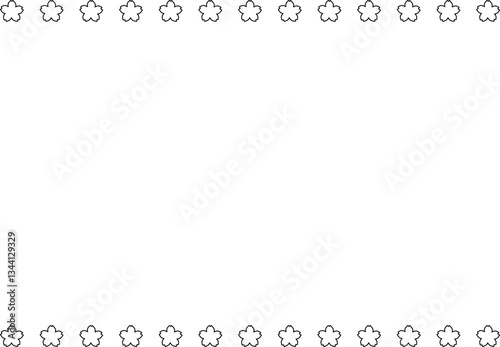 Line drawing of frame with cherry blossom. Cute, simple, flat. Vector illustration