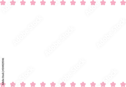Frame with cherry blossom. Cute, simple, flat, pink. Vector illustration