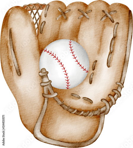 Photography watercolor baseball gloves