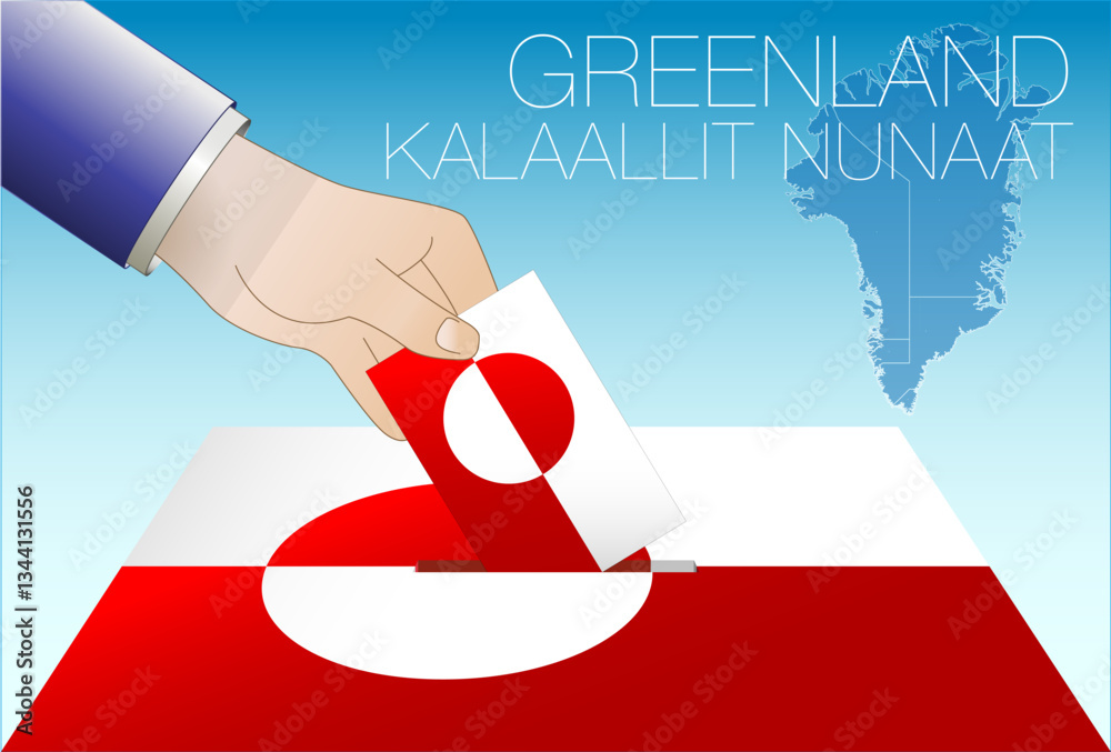 Φωτογραφία Greenland elections, north america, Denmark, ballot box with national flag and h