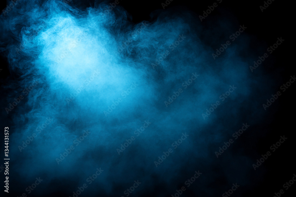 Fototapeta premium Ethereal blue smoke swirling against a dark background, creating a mystical atmosphere
