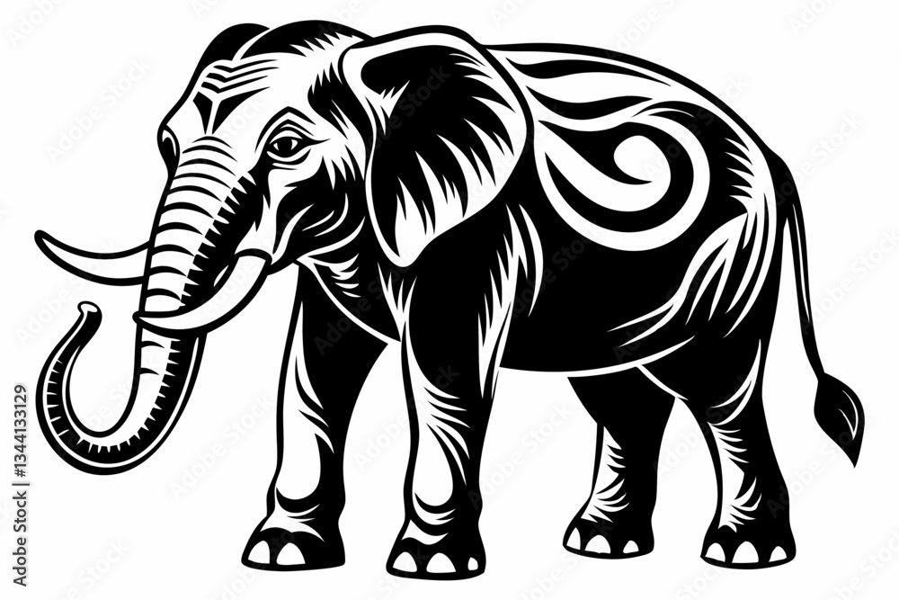 Fototapeta premium elephant line art silhouette vector illustration