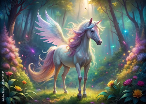Magical Watercolor Fairy Unicorn Long Exposure Dreamy Fantasy Art