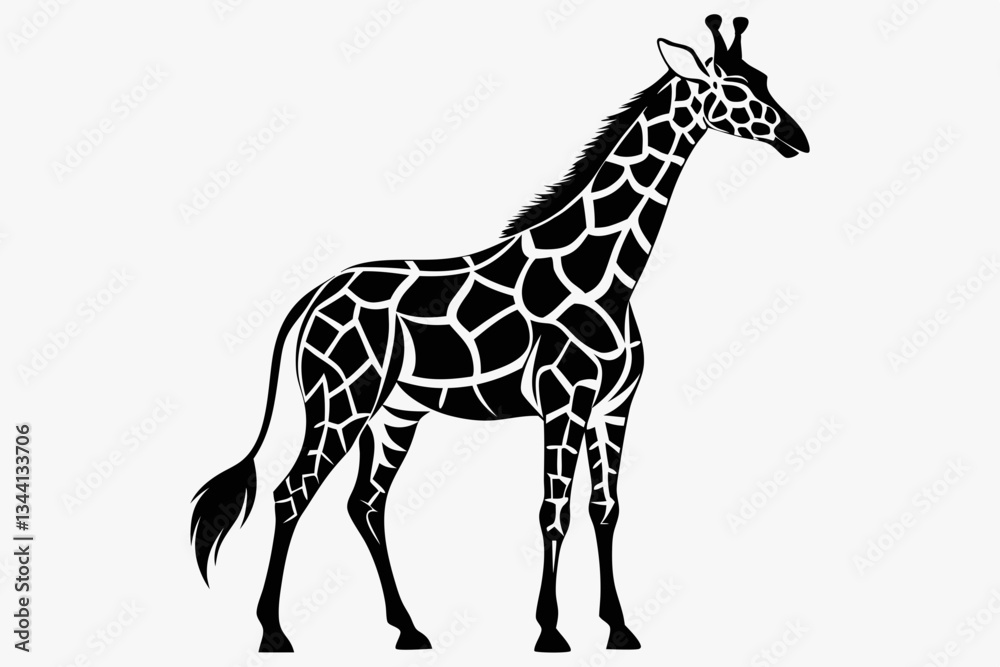 Fototapeta premium giraffe line art silhouette vector illustration