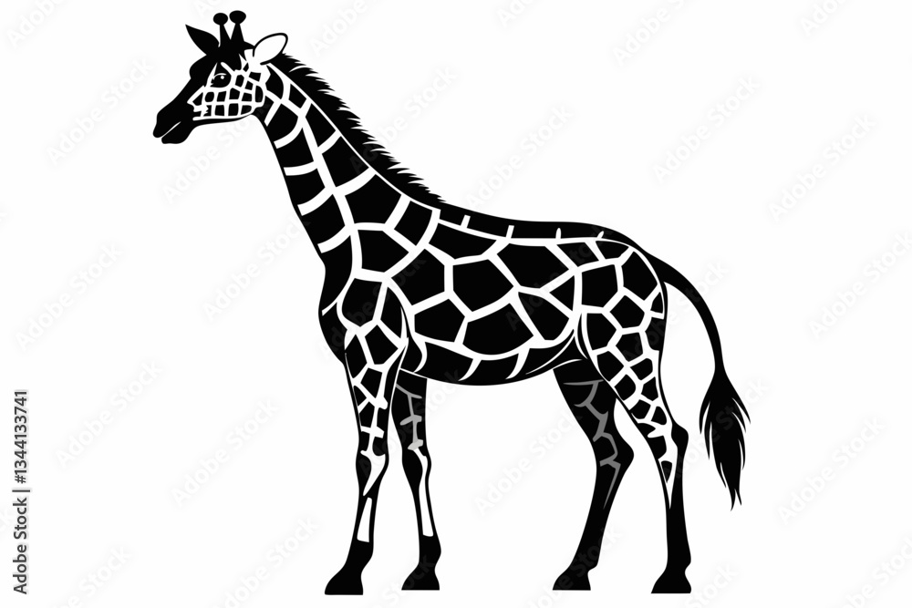 Naklejka premium giraffe line art silhouette vector illustration