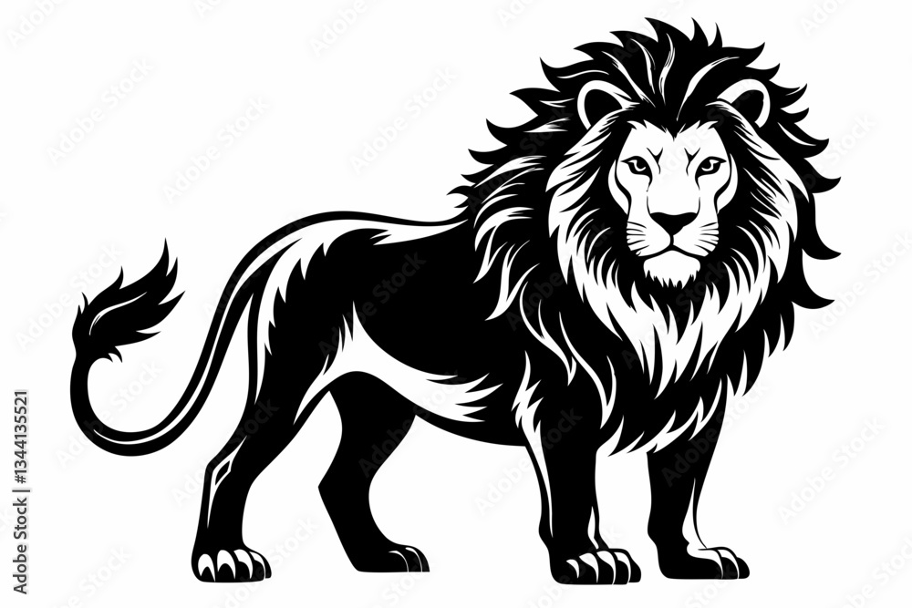 Fototapeta premium lion line art silhouette vector illustration