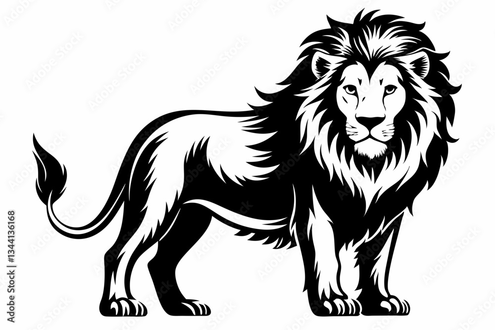 Obraz premium lion line art silhouette vector illustration