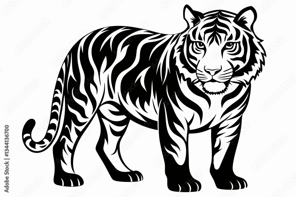Obraz premium tiger line art silhouette vector illustration
