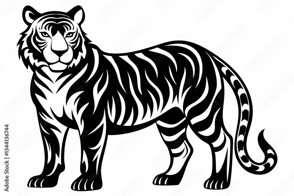 tiger line art silhouette vector illustration tiger line art silhouette vector illustration