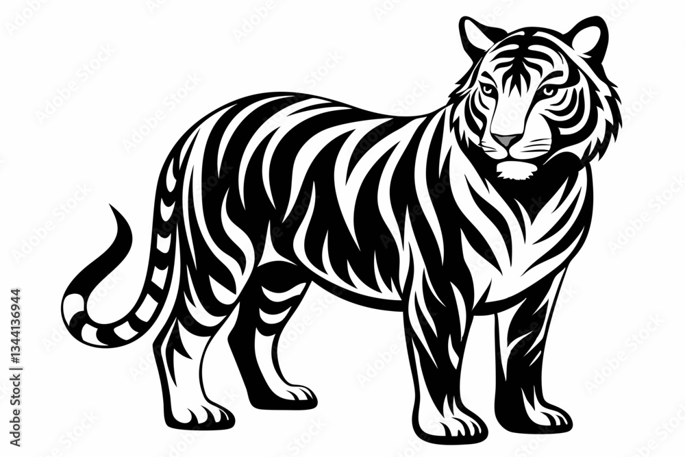 Obraz premium tiger line art silhouette vector illustration