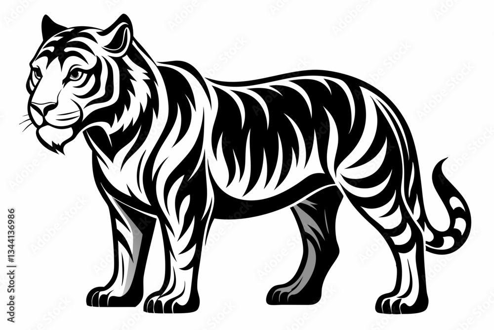 tiger line art silhouette vector illustration