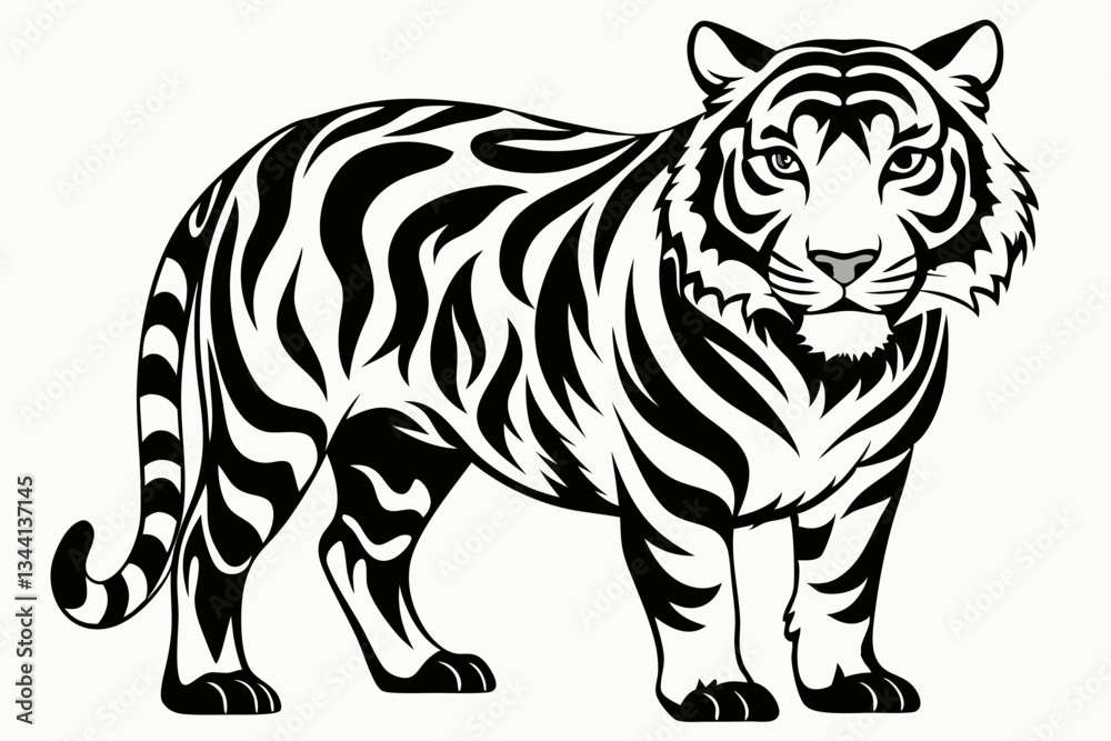 Obraz premium tiger line art silhouette vector illustration