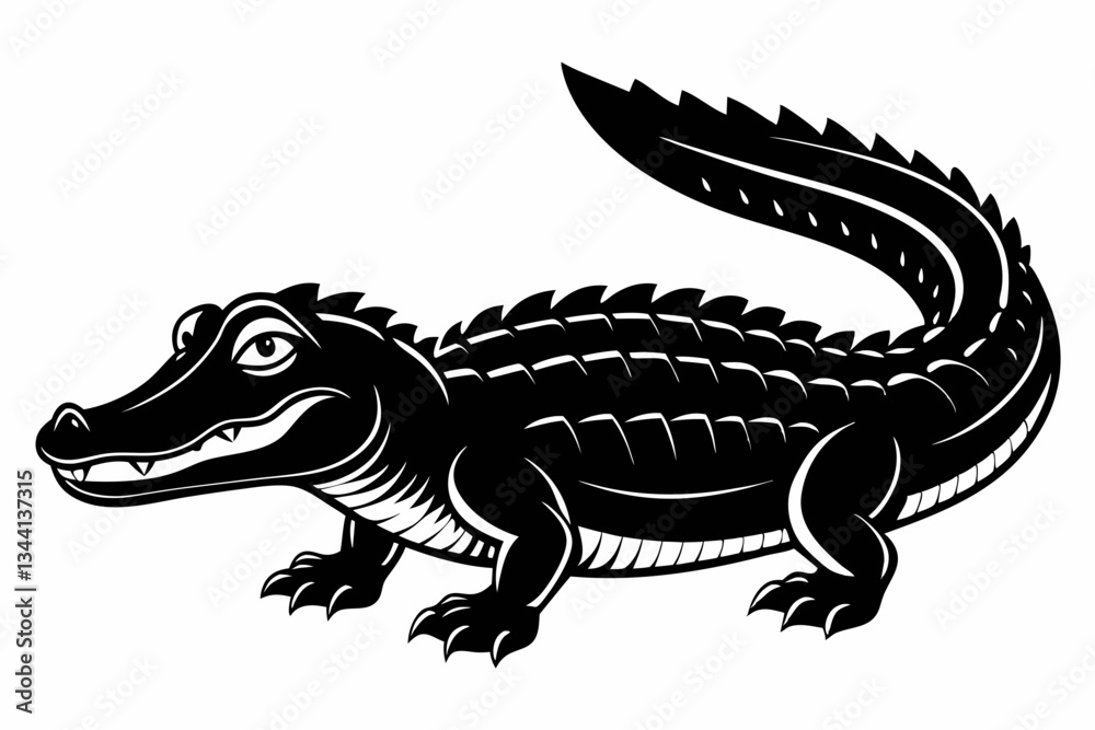 Fototapeta premium alligator line art silhouette vector illustration