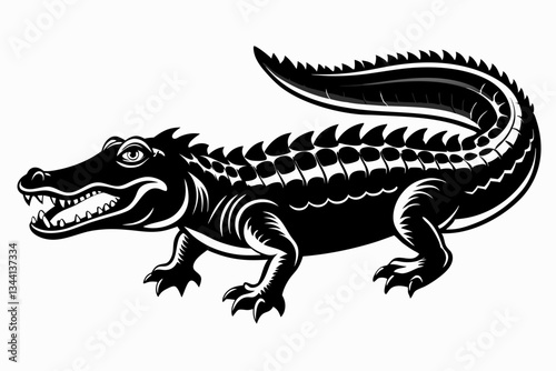 alligator line art silhouette vector illustration