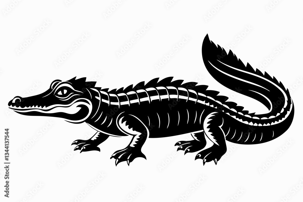 Fototapeta premium alligator line art silhouette vector illustration
