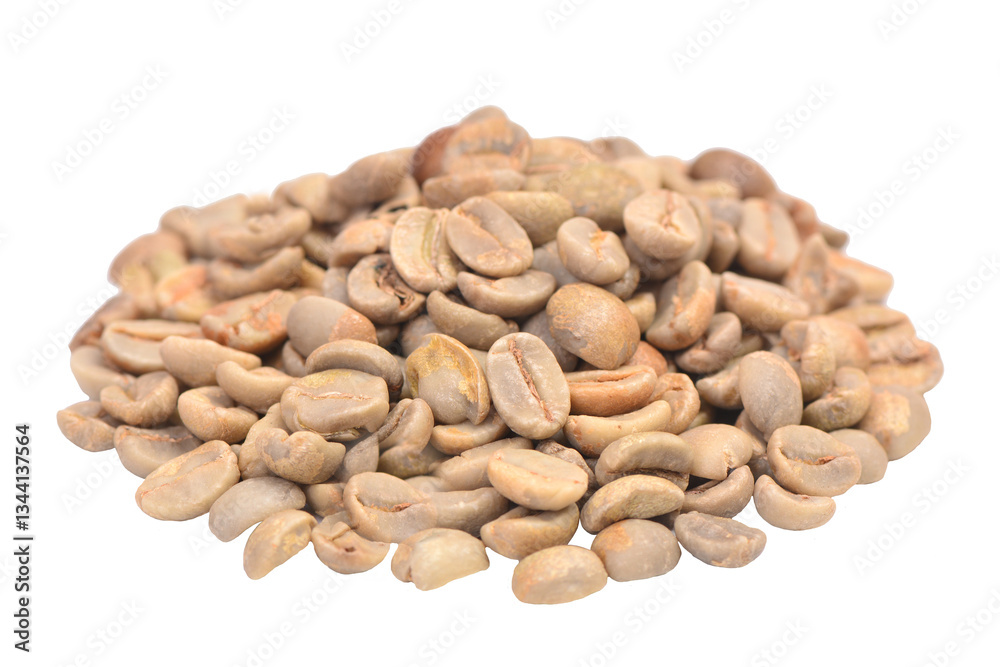 Green coffee beans isolated