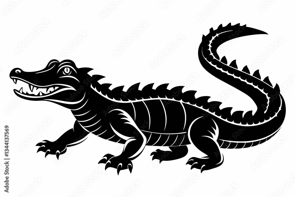 Obraz premium alligator line art silhouette vector illustration