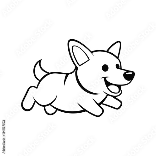 Energetic Corgi Zoom Logo – Playful Comic-Style Dog, Vibrant & Fun