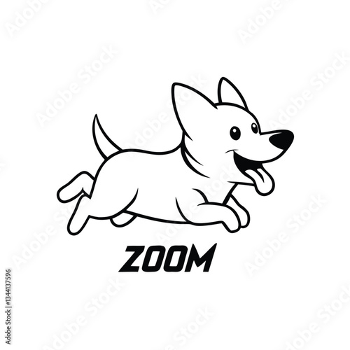 Energetic Corgi Zoom Logo – Playful Comic-Style Dog, Vibrant & Fun