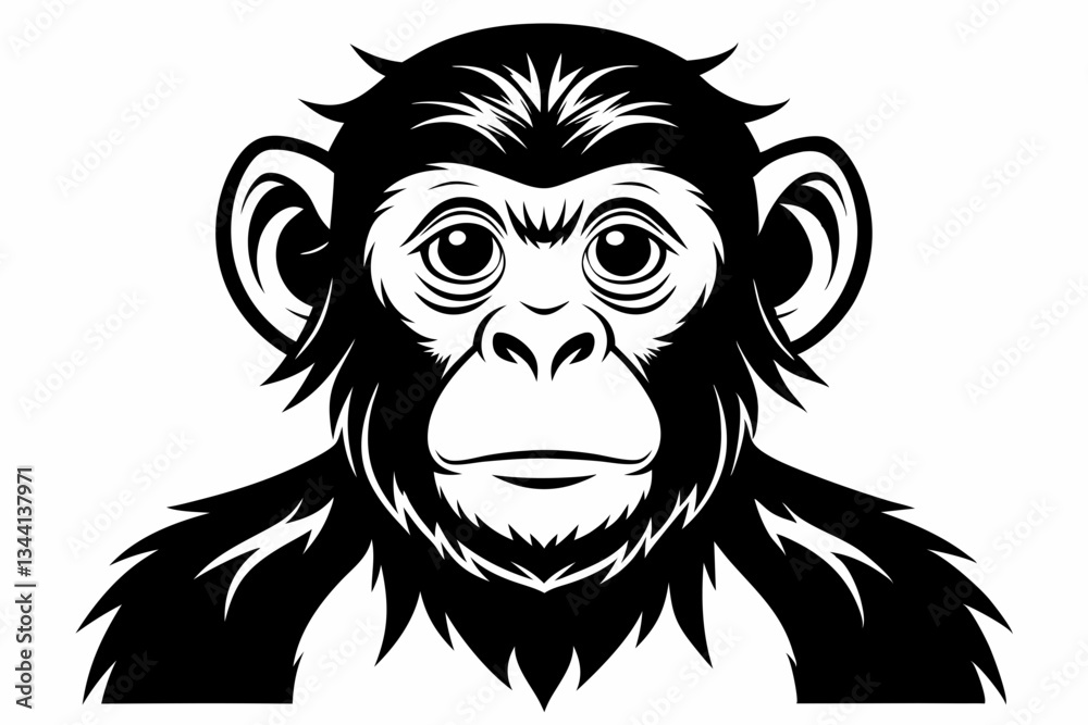 Fototapeta premium chimpanzee line art silhouette vector illustration