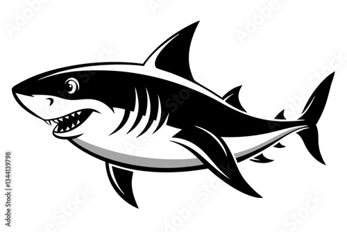 shark line art silhouette vector illustration