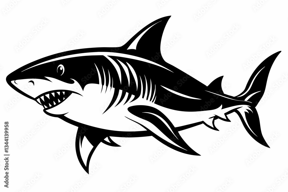 Fototapeta premium shark line art silhouette vector illustration
