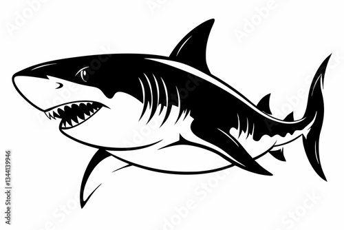 shark line art silhouette vector illustration