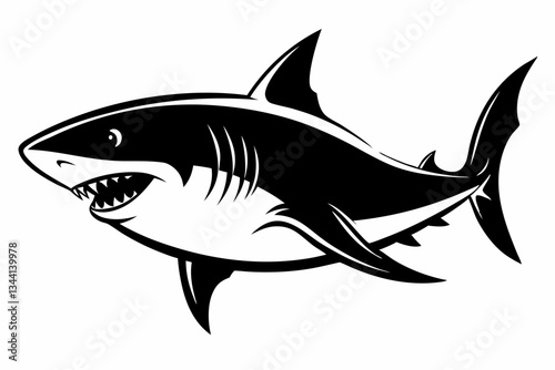 shark line art silhouette vector illustration