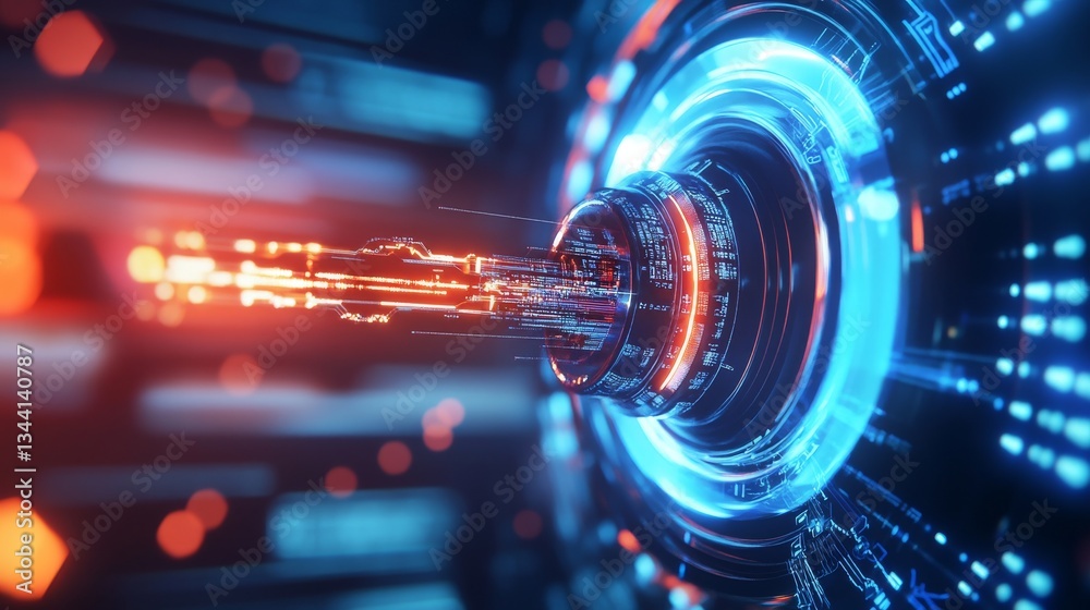 Fototapeta premium Futuristic Digital Data Stream Virtual Realm Abstract Visualization Tech Environment Close-up View Innovation Concept