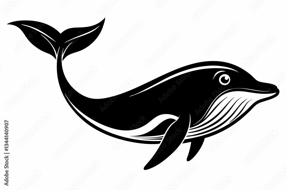 Fototapeta premium whale line art silhouette vector illustration