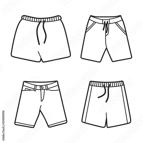 four simple shorts line art