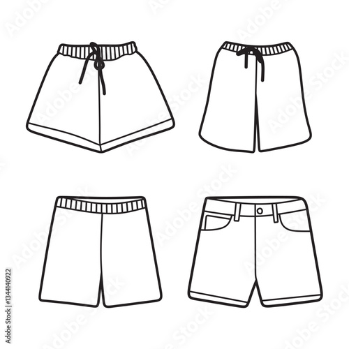 four simple shorts line art vectors