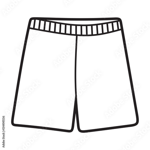 simple drawstring shorts, black and white line art