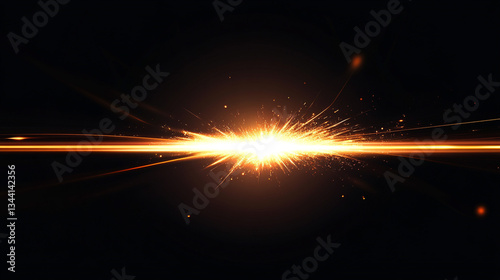 Golden energy burst on black background