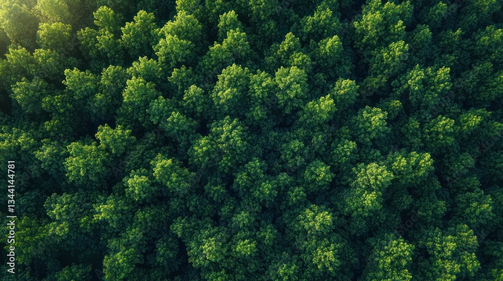 Naklejka premium Aerial View of Green Forest Trees Tropical Rainforest Ecosystem Healthy Environment Natural Landscape