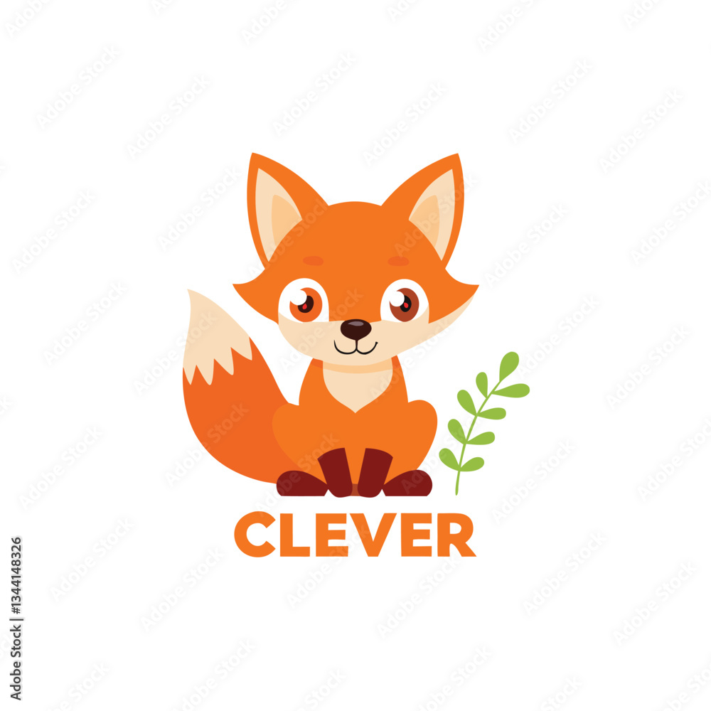 Clever Baby Fox Logo – Elegant & Modern Branding Icon, Enchanted Forest Theme