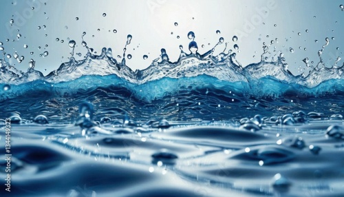 Clean water splashes with blue wave isolated Generated AI