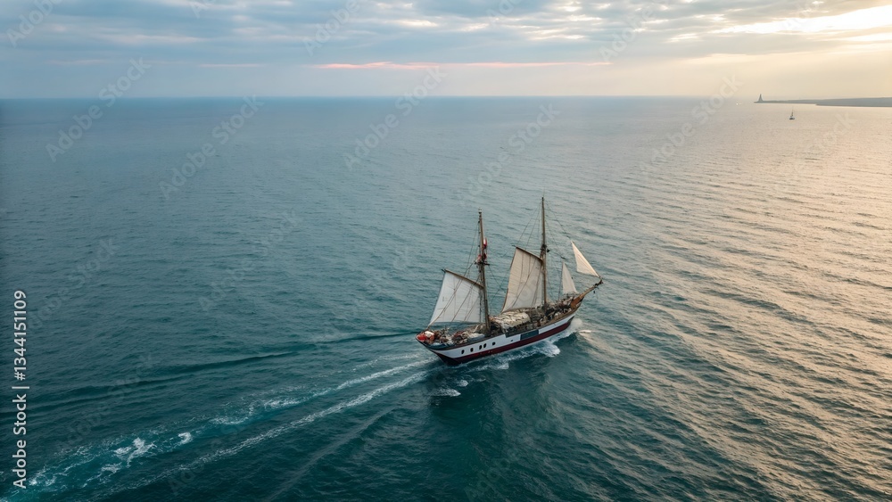 Fototapeta premium trading ship with containers in the middle of the ocean, crossing the continents, international trade route