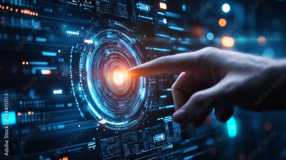 Fototapeta premium Futuristic Technology Interface Interaction Digital Space Visual Display Sci-Fi Environment Close-Up View Innovative Concept