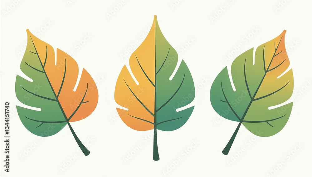 Obraz premium colorful leaf illustrations simple flat style vectors suitable various designs