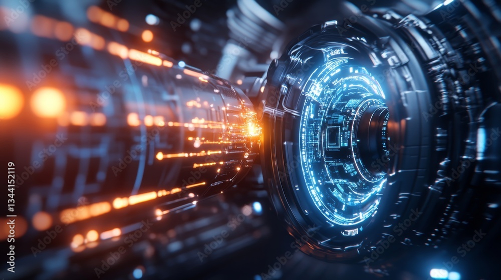Fototapeta premium Futuristic Technology Innovation Digital World Abstract Art Sci-Fi Environment Close-Up View Conceptual Design